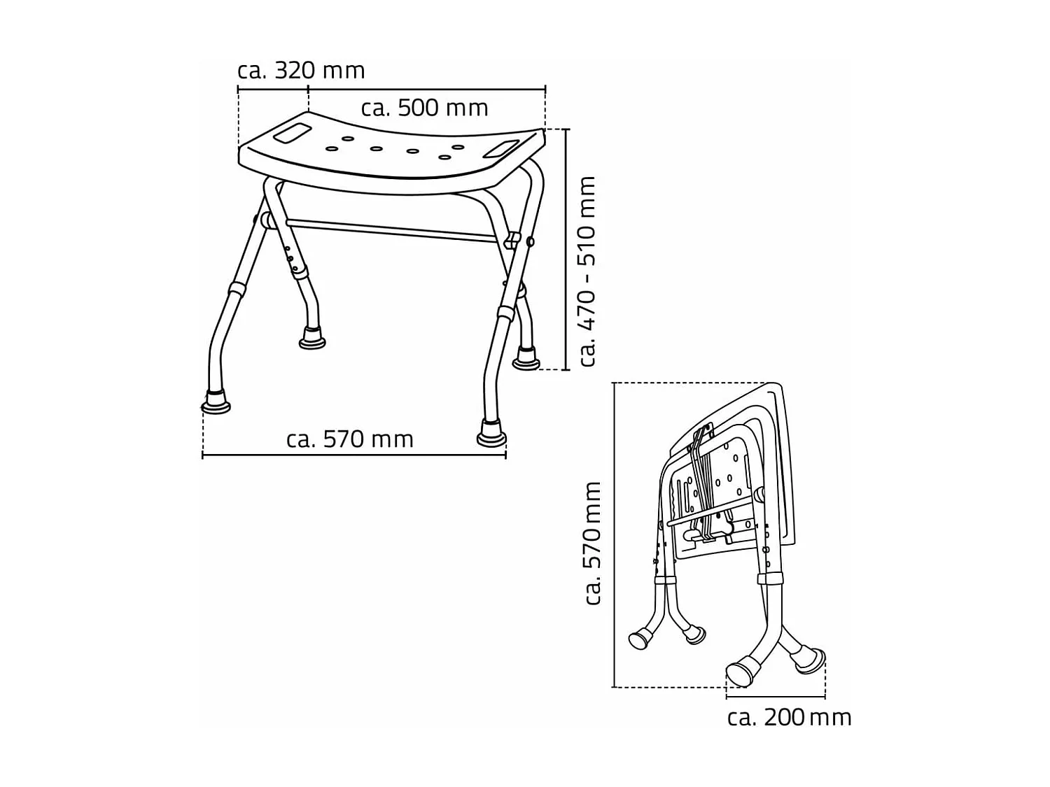 Banco de casa de banho dobrável 110 kg branco A0050301