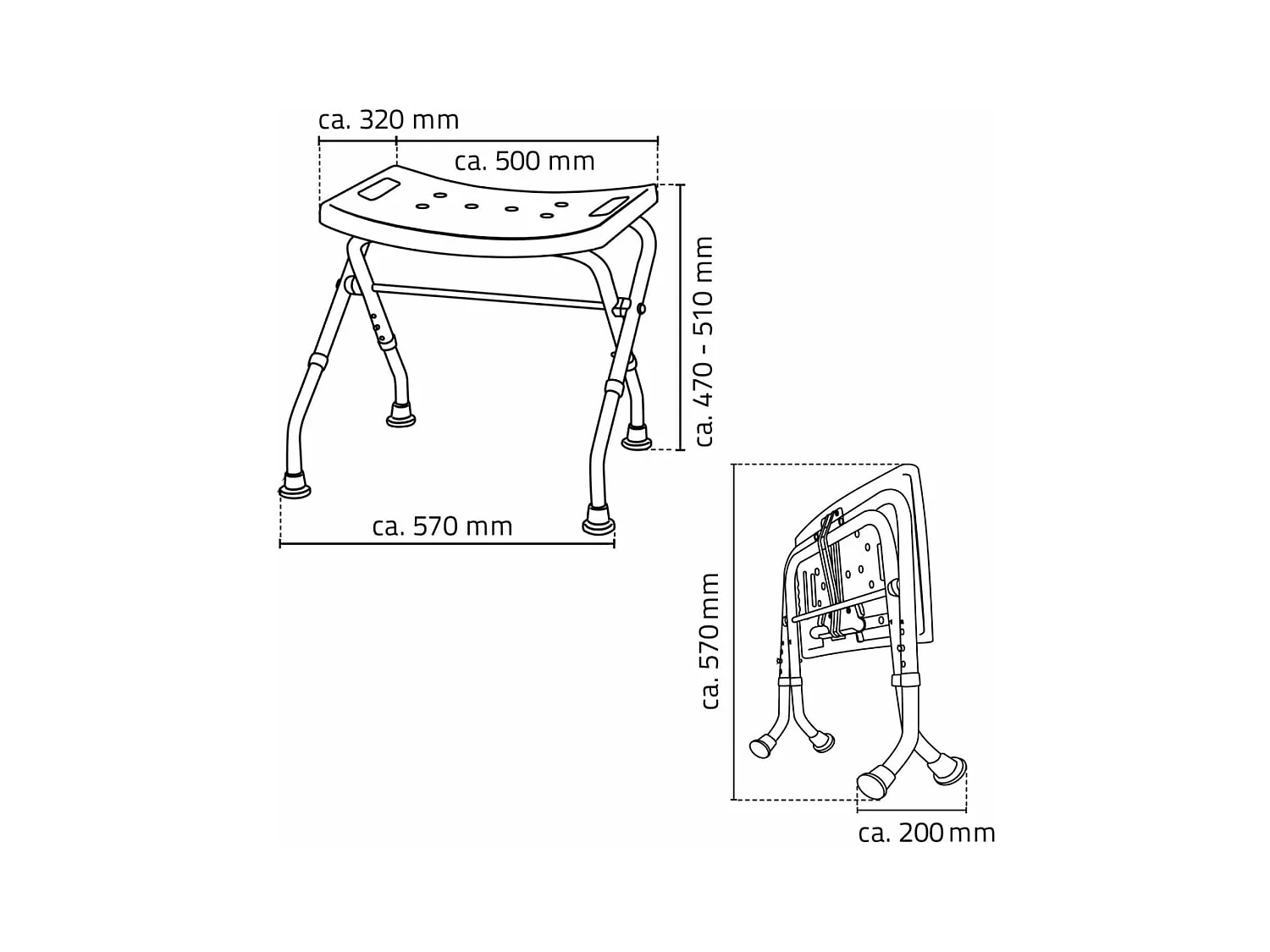 Banco de casa de banho dobrável 110 kg branco A0050301