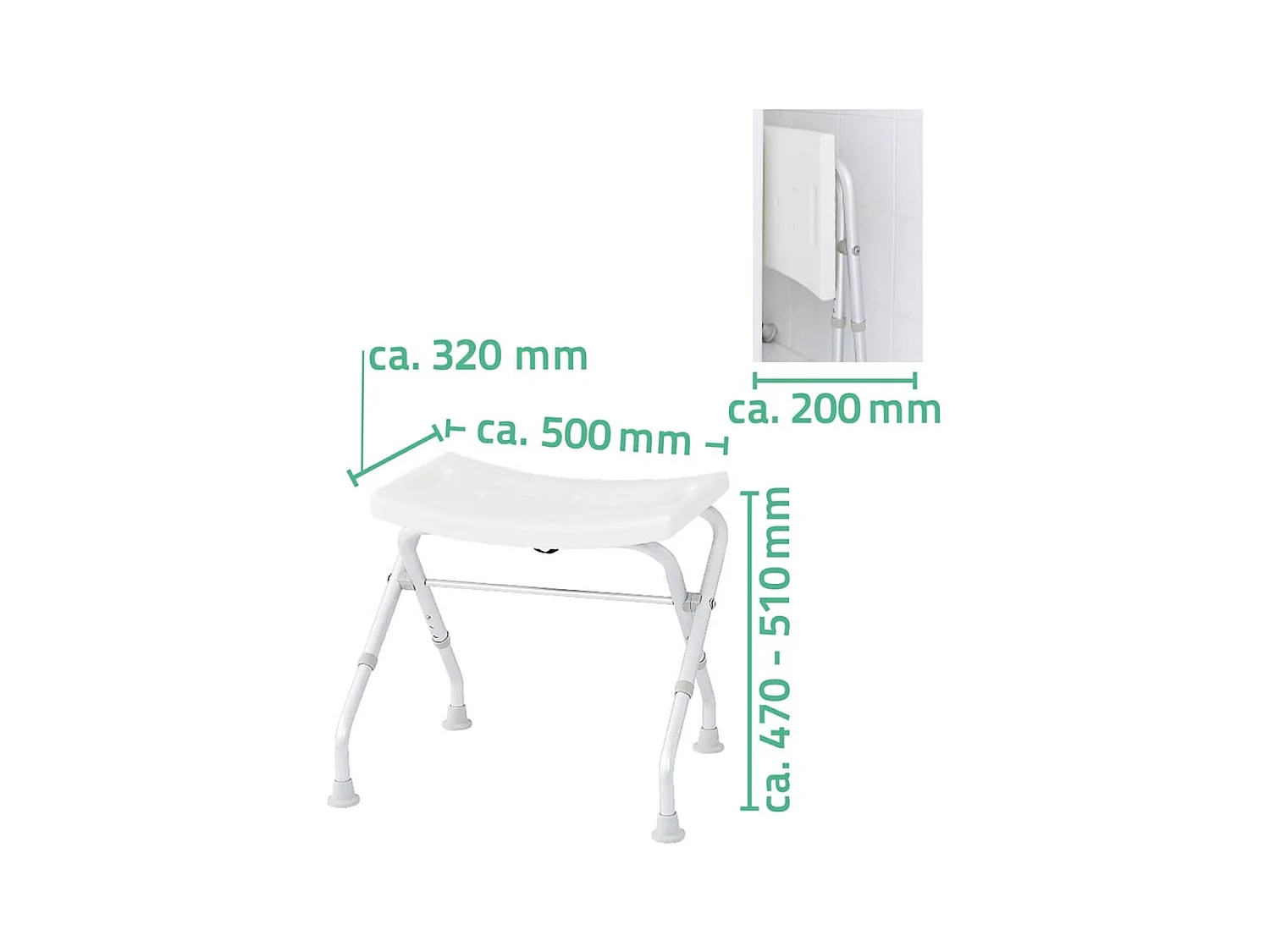Banco de casa de banho dobrável 110 kg branco A0050301
