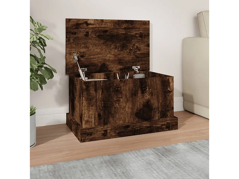 Boîte de rangement chêne fumé 50x30x28 cm bois d'ingénierie