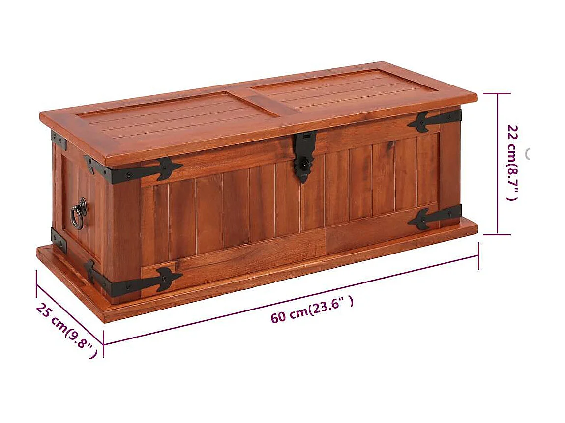 Cassapanca 60x25x22 cm in Legno Massello di Acacia
