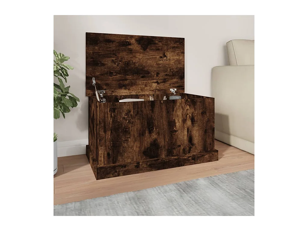 Boîte de rangement chêne fumé 70x40x38 cm bois d'ingénierie