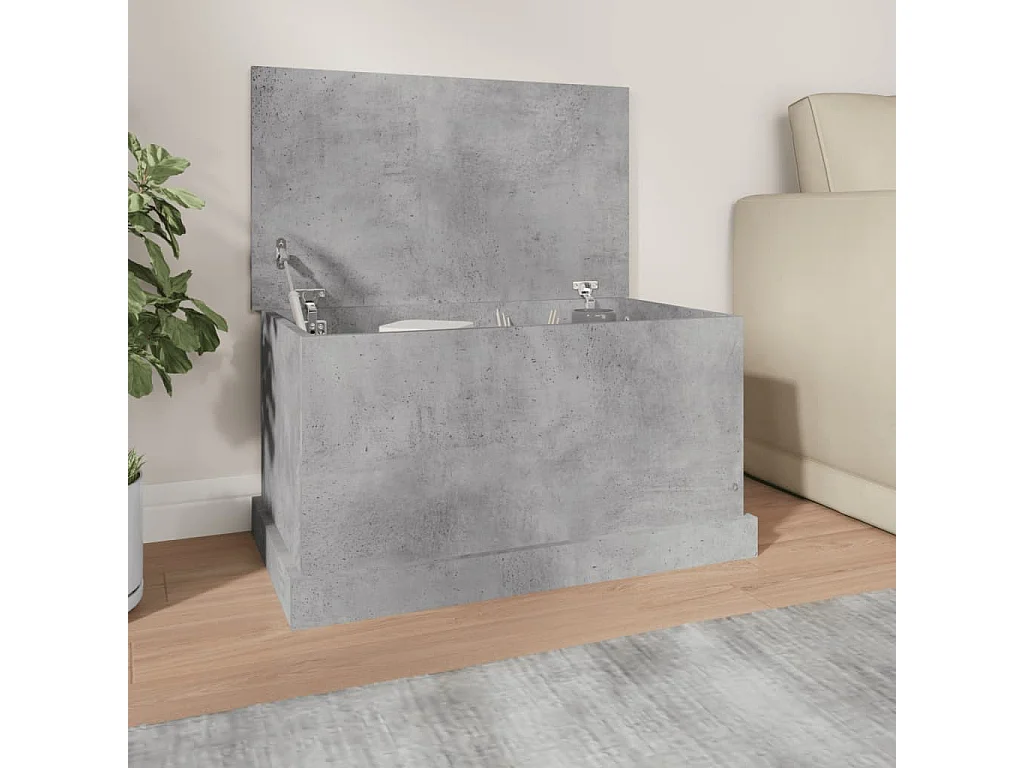 Boîte de rangement gris béton 70x40x38 cm bois d'ingénierie