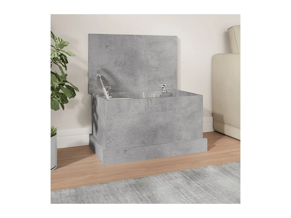 Boîte de rangement gris béton 50x30x28 cm bois d'ingénierie