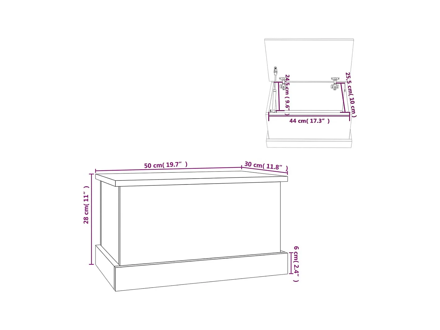 Contenitore Bianco Lucido 50x30x28 cm Legno Multistrato