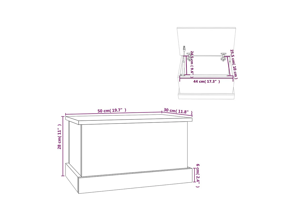 Contenitore Portaoggetti Bianco 50x30x28 cm Legno Multistrato