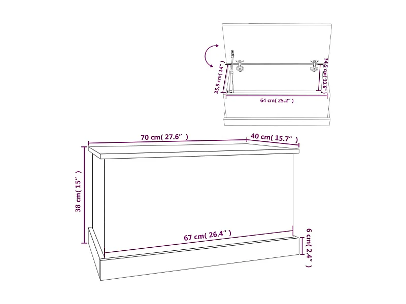 Truhe Hochglanz-Weiß 70x40x38 cm Holzwerkstoff