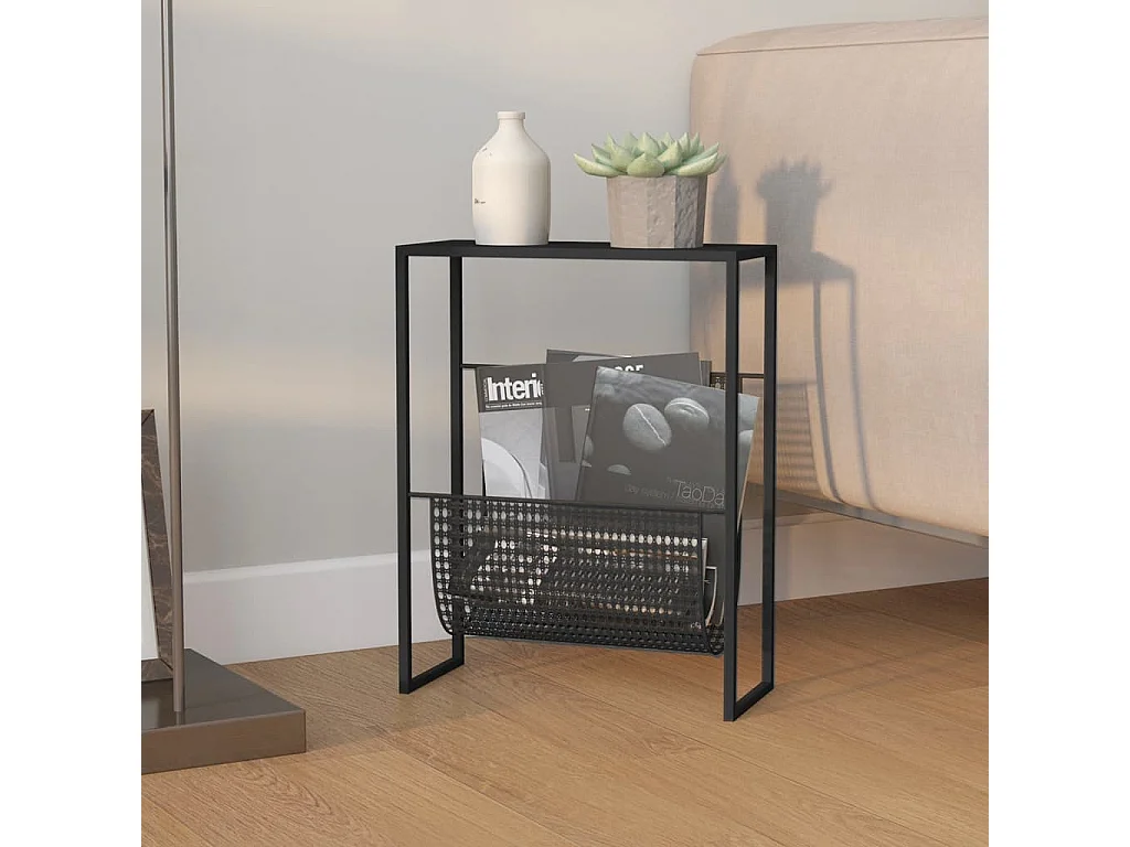 Portariviste Nero 35x15x45 cm in Acciaio