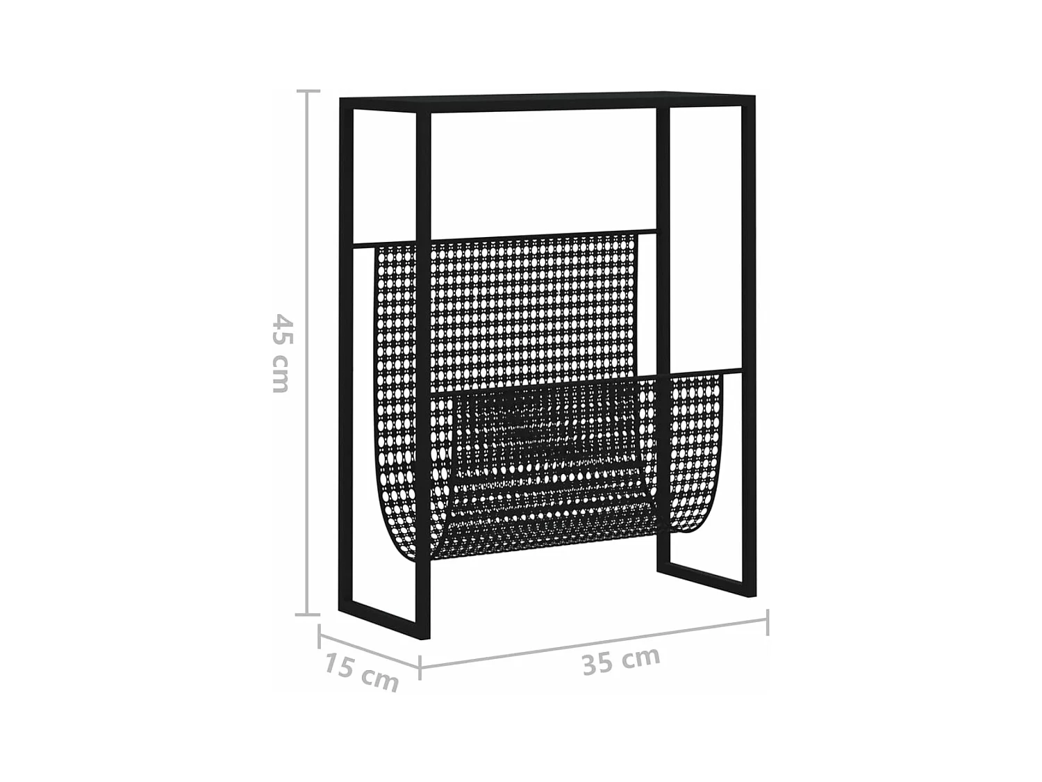 Revistero de acero negro 35x15x45 cm