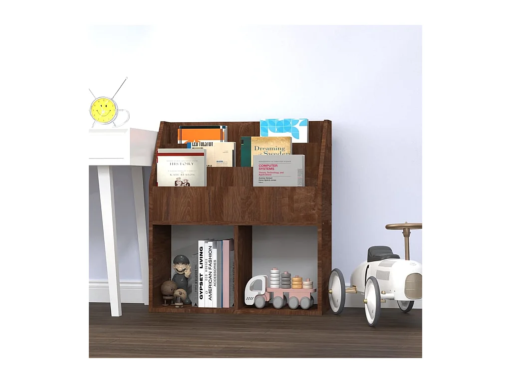 Kindertijdschriftenrek 71x30x78,5 cm bewerkt hout bruineiken