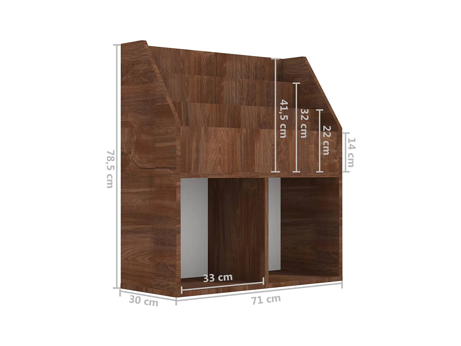 Revistero niños madera contrachapada marrón roble 71x30x78,5 cm