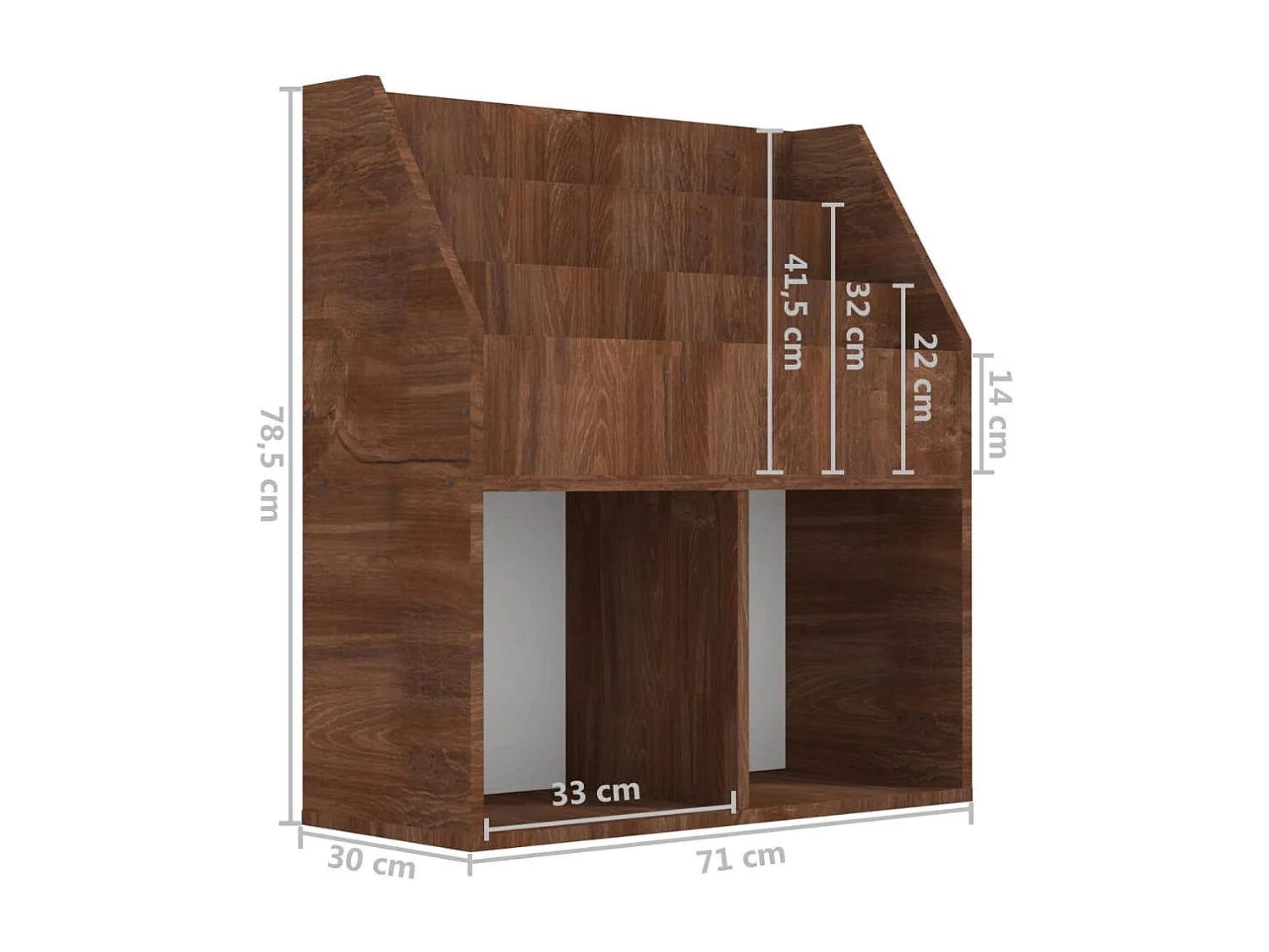 Porte-revue pour enfants Chêne marron 71x30x78,5 cm