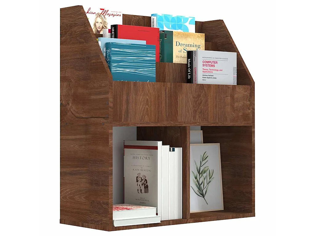 Kindertijdschriftenrek 71x30x78,5 cm bewerkt hout bruineiken