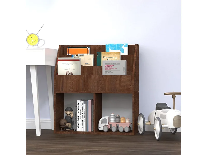 Kindertijdschriftenrek 71x30x78,5 cm bewerkt hout bruineiken