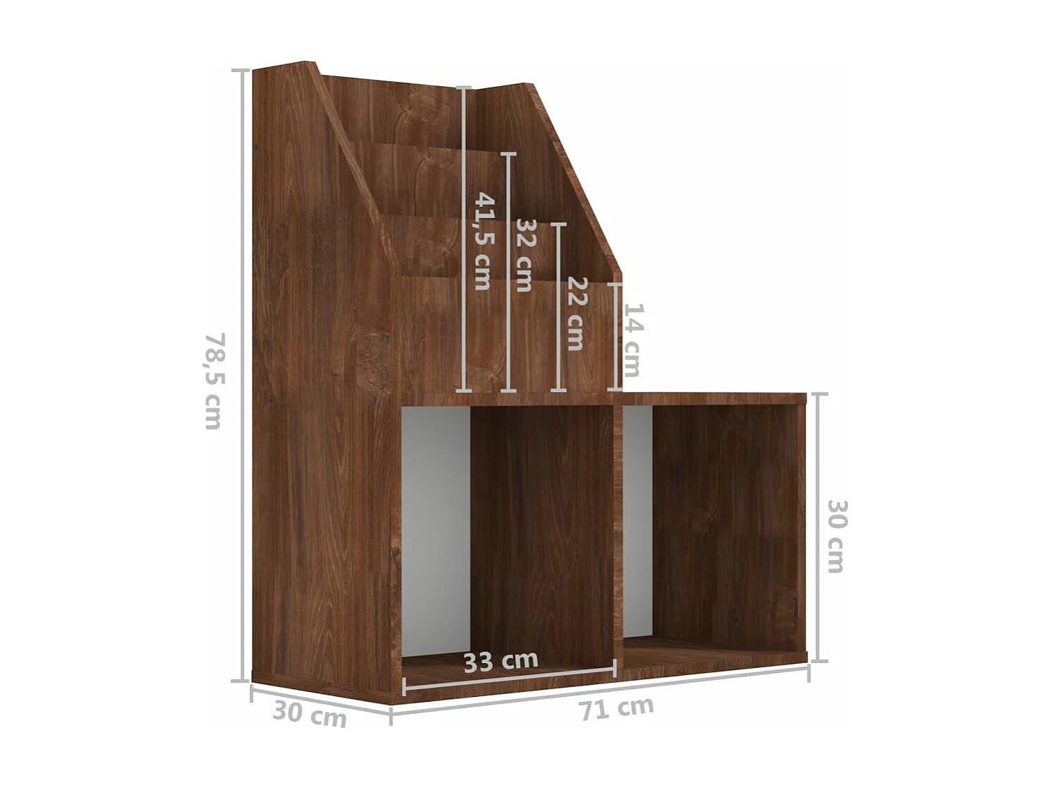 Portariviste per Bambini Rovere Marrone 71x30x78,5cm Legno