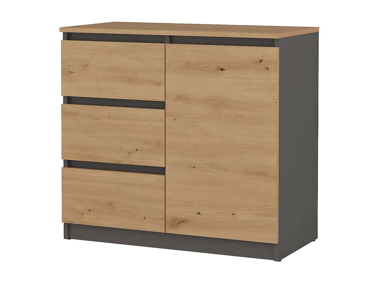 DUNJA - Buffet 1 porte 3 tiroirs - Dimensions 80x40x75 cm - Rangement séjour - Style moderne