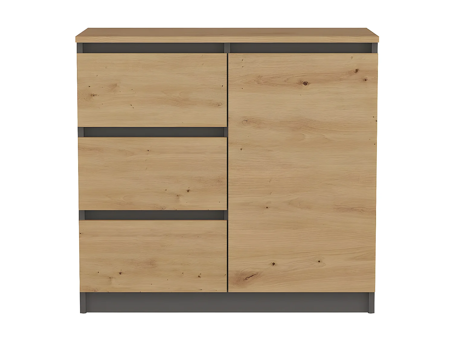 DUNJA - Buffet 1 porte 3 tiroirs - Dimensions 80x40x75 cm - Rangement séjour - Style moderne