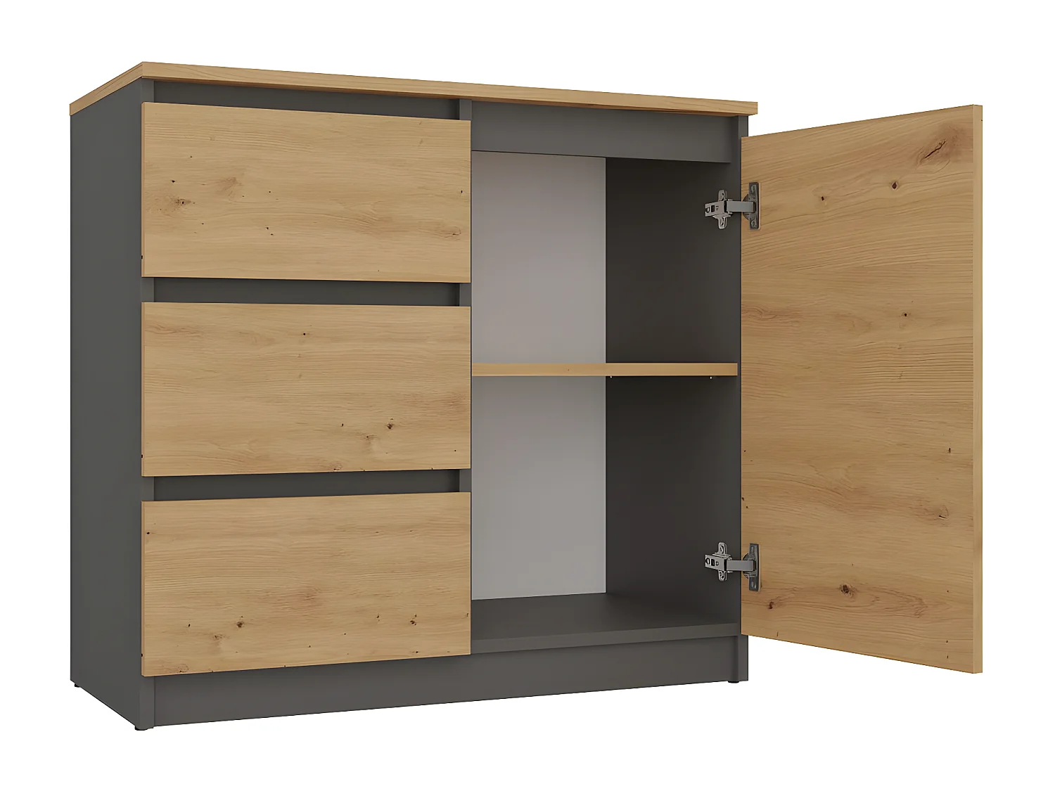 DUNJA - Buffet 1 porte 3 tiroirs - Dimensions 80x40x75 cm - Rangement séjour - Style moderne