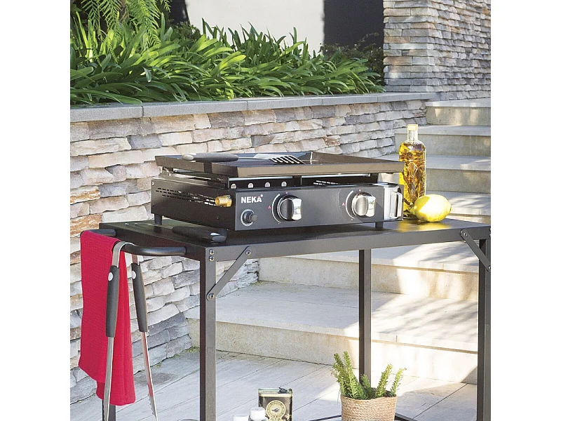 Plancha à Gaz "2 Feux" 49cm Noir