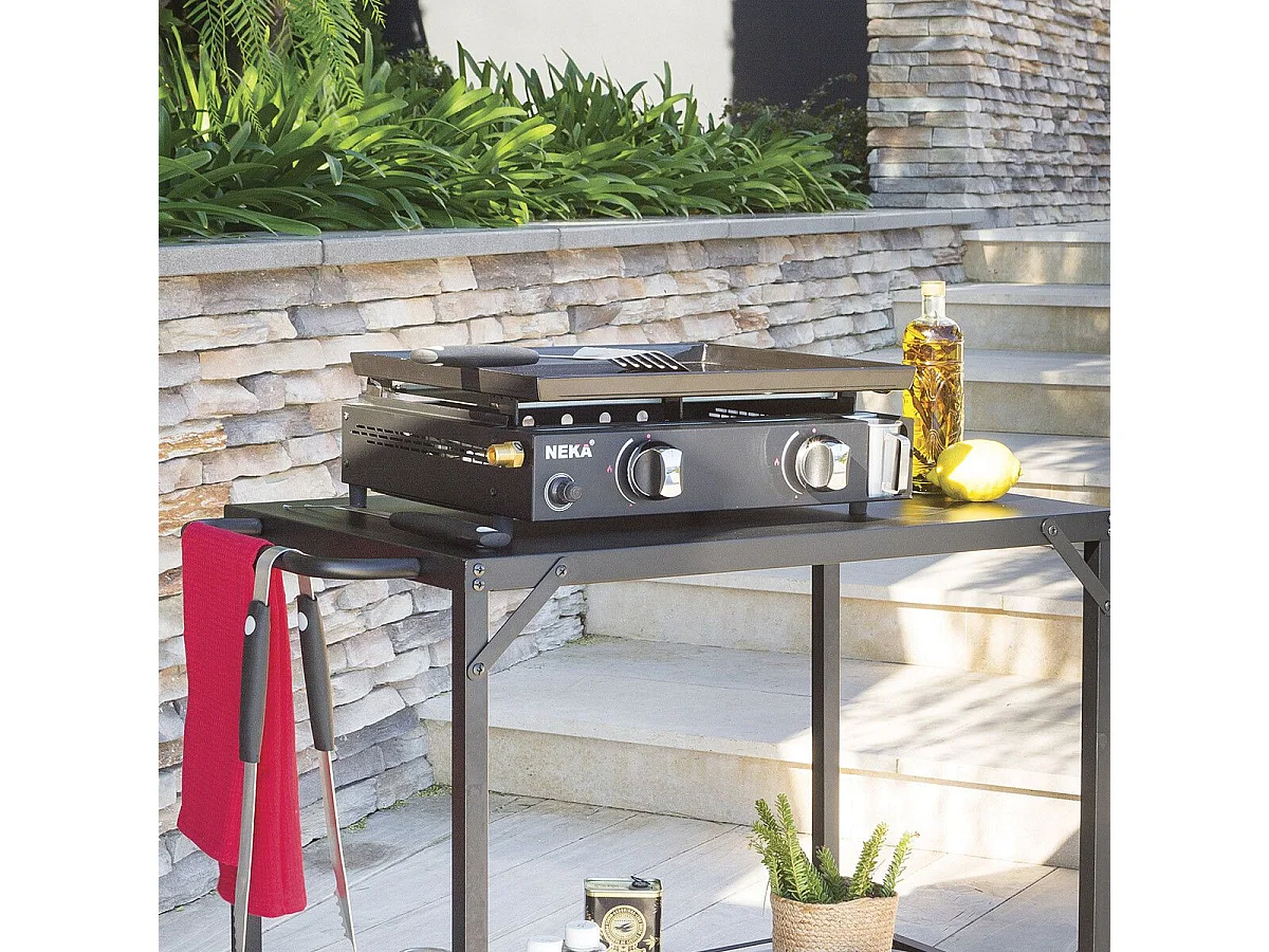 Plancha à Gaz "2 Feux" 49cm Noir