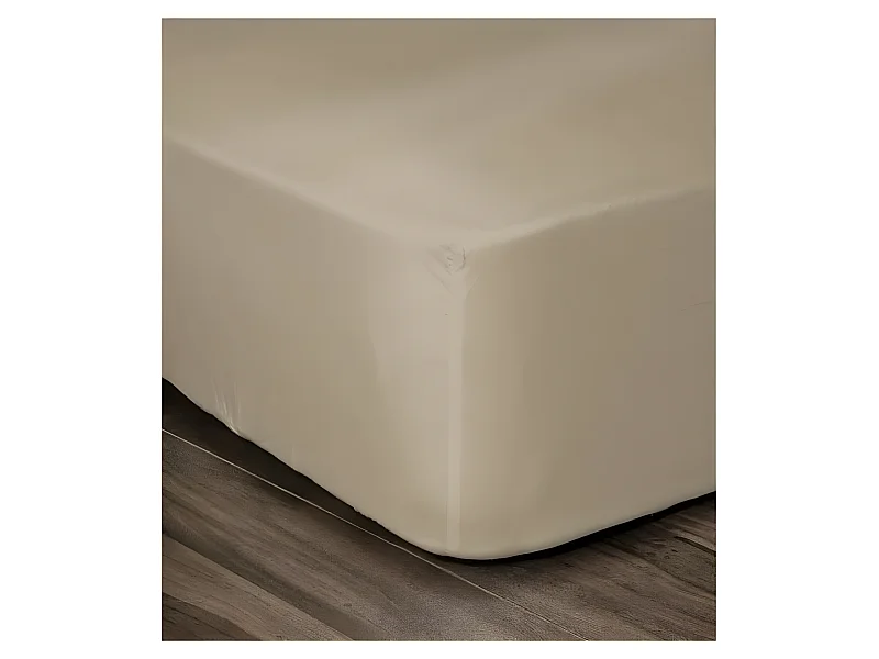 LOVELY HOME Drap Housse 100% Coton 140x190cm - Bonnet 35cm - Beige