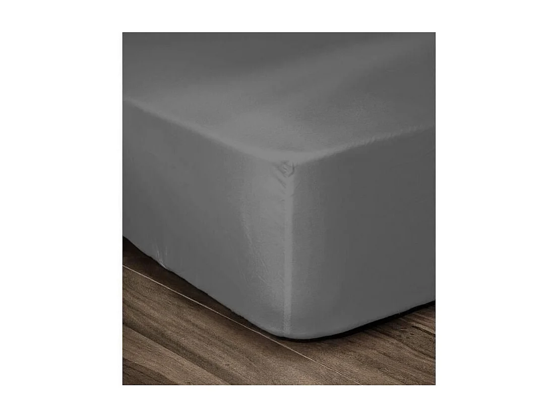 Lençol Ajustável 100% Algodão 160x200cm - Cinza Escuro Elástico 35cm