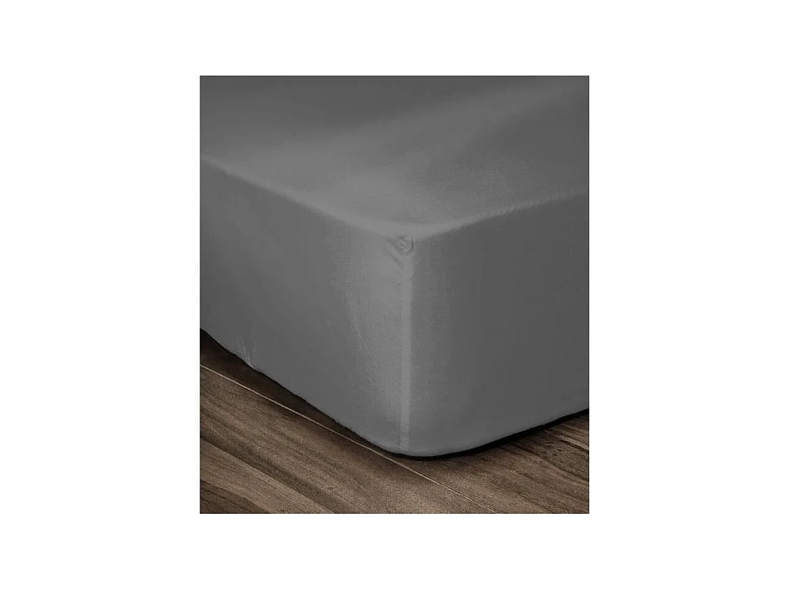 LOVELY HOME Drap Housse 100% Coton 140x190cm - Bonnet 35cm - Gris fonce