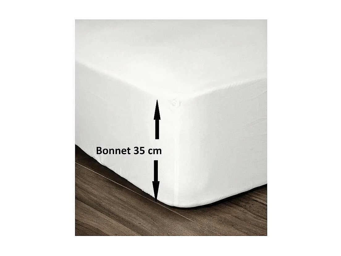 LOVELY HOME Drap Housse 100% Coton 140x190cm - Bonnet 35cm - Blanc