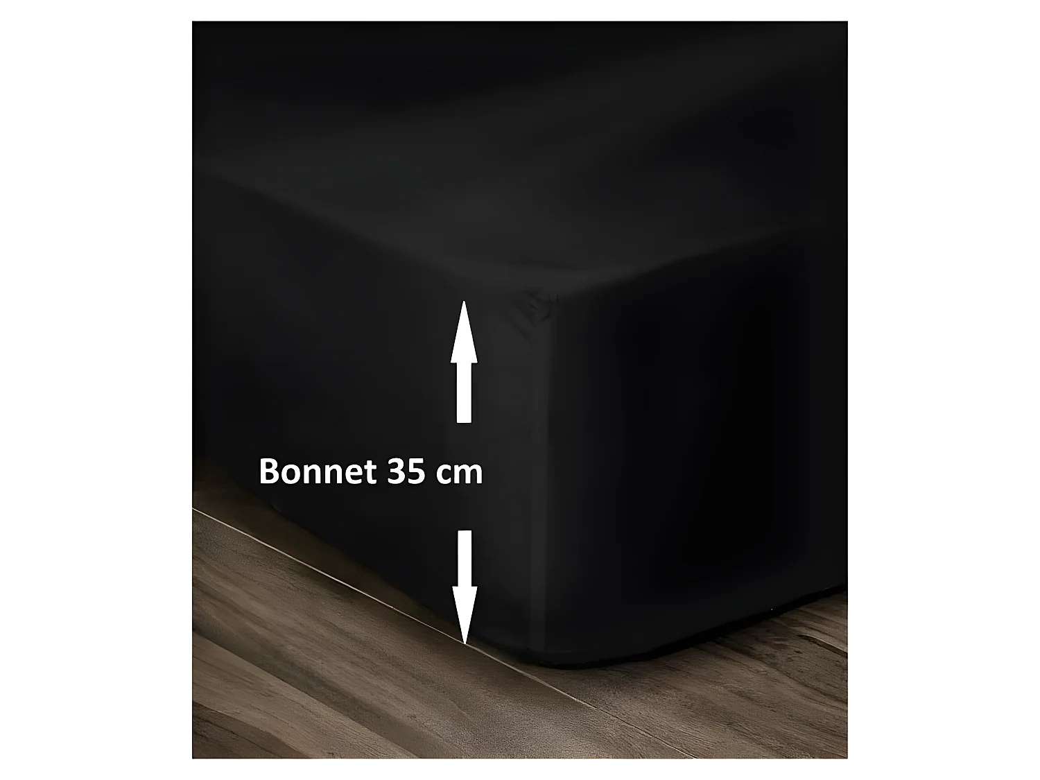 LOVELY HOME Drap Housse 100% Coton 180x200cm - Bonnet 35cm - Noir