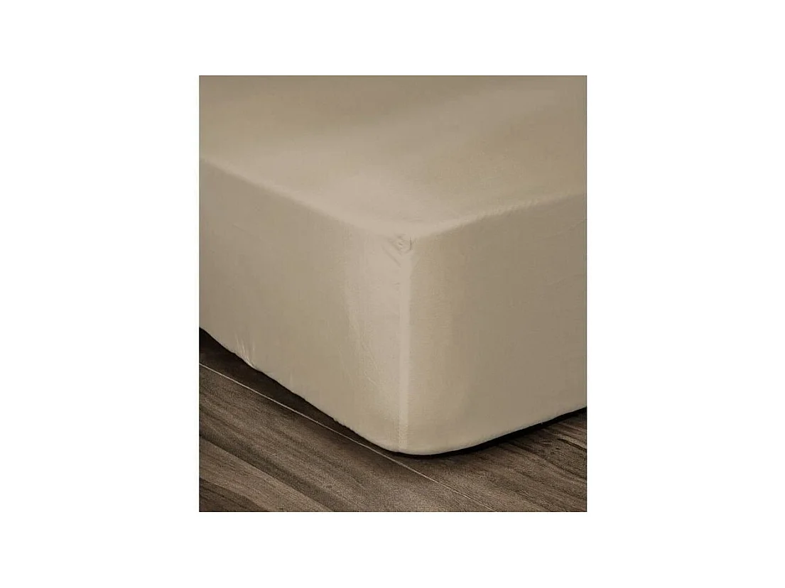 LOVELY HOME Drap Housse 100% Coton 180x200cm - Bonnet 35cm - Beige