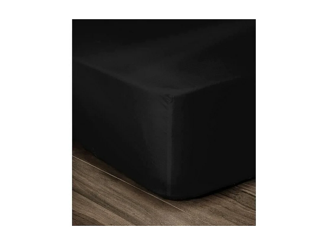 Spannbettlaken 100% Baumwolle Schwarz 160x200cm - Steghöhe 35cm
