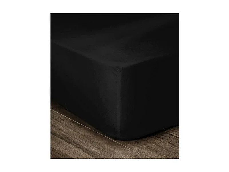 Hoeslaken 100% Katoen Zwart 160x200cm - Hoek 35cm