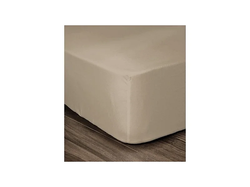 LOVELY HOME Drap Housse 100% Coton 160x200cm - Bonnet 35cm - Beige