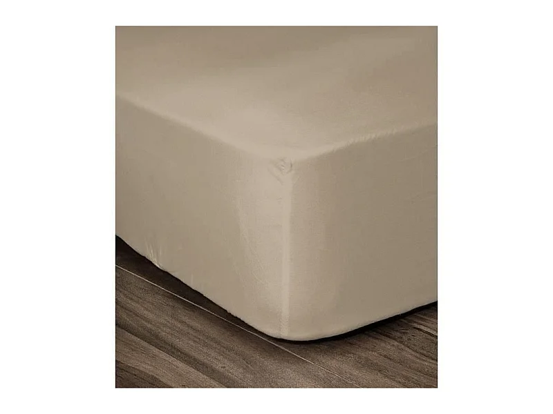 Hoeslaken 100% Katoen 160x200cm - Beige Hoek 35cm