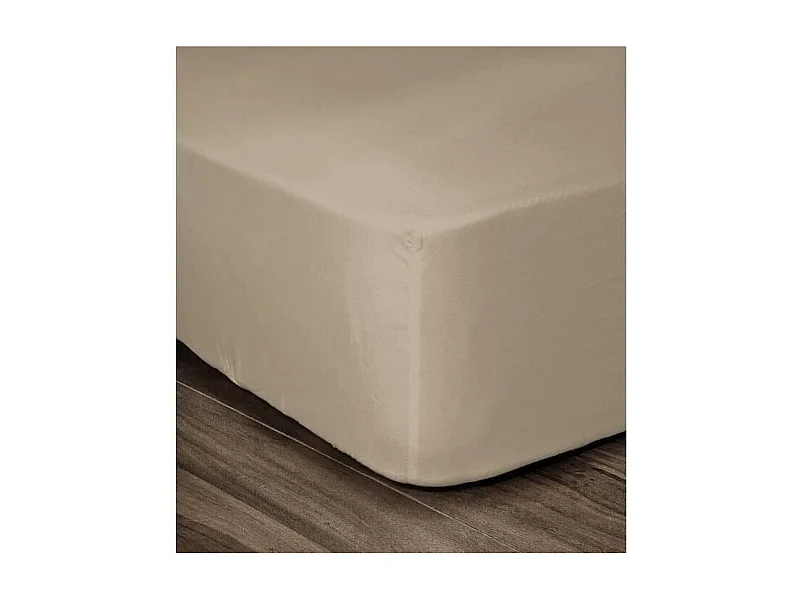 Lençol Ajustável 100% Algodão 160x200cm - Bege com Altura de 35cm