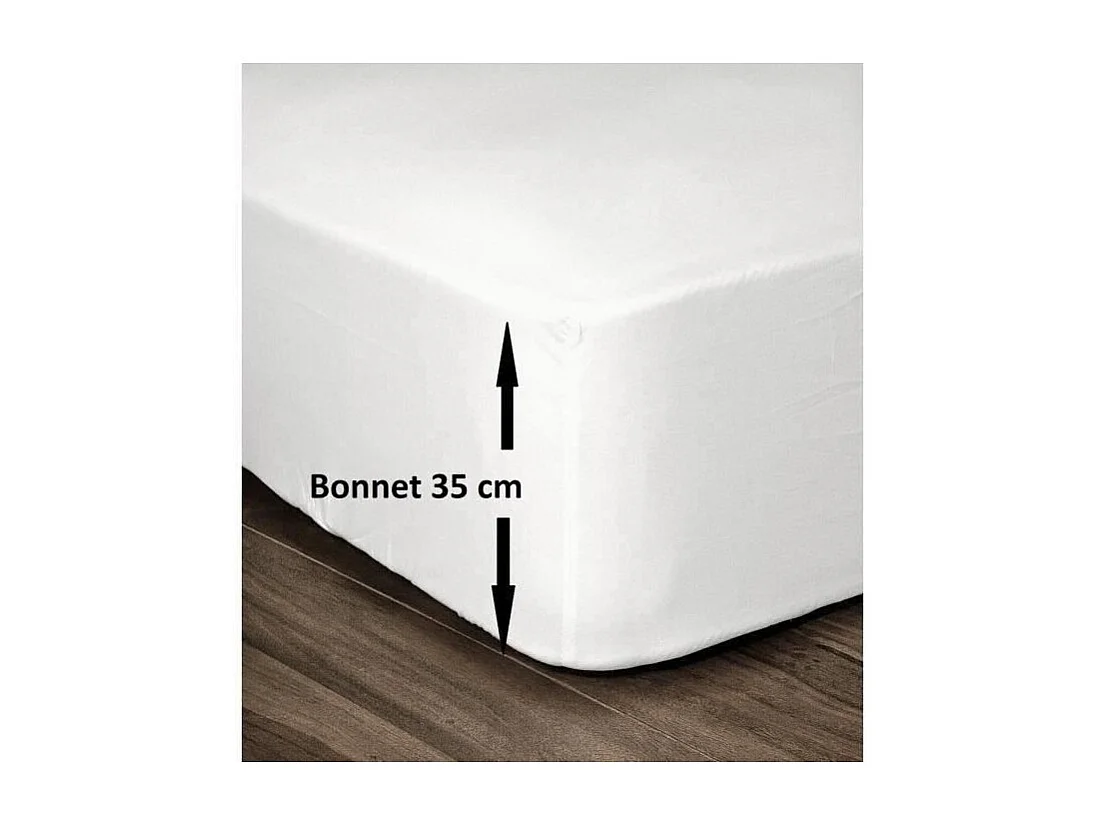 LOVELY HOME Drap Housse 100% Coton 160x200cm - Bonnet 35cm - Blanc