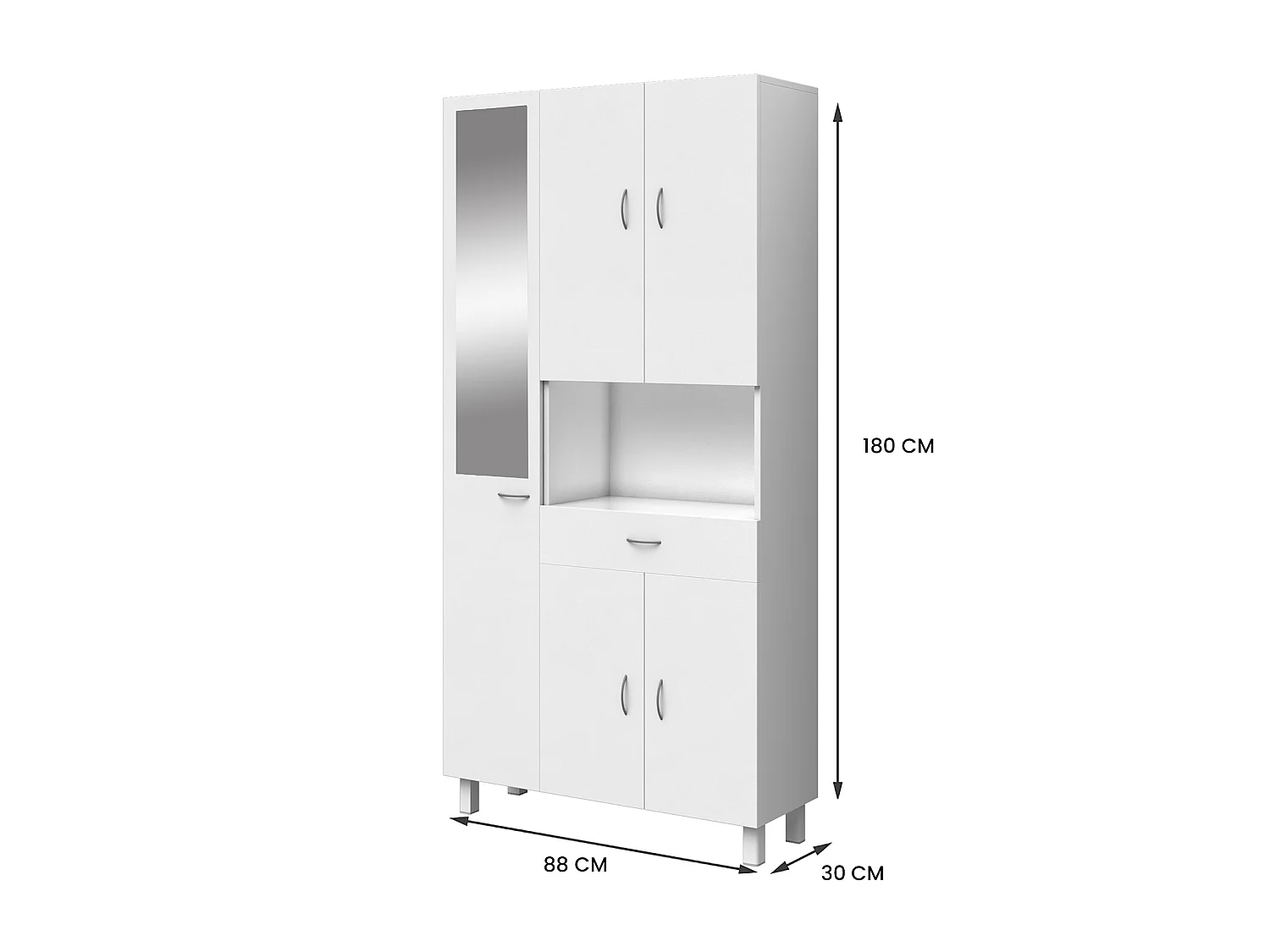 Armario de baño con espejo de pie - 180 cm - blanco - MINELA