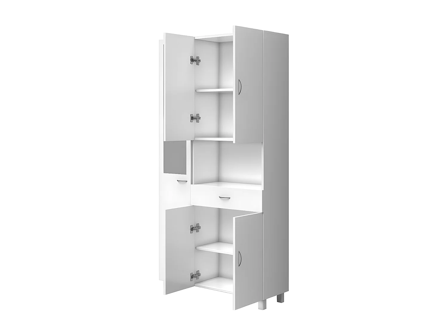 Colonna per bagno con specchio su piede 180 cm Bianco - MINELA