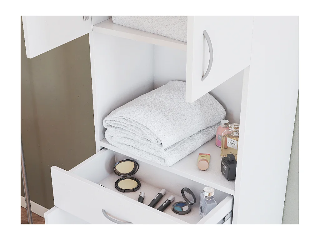 Armario de baño independiente - 180 cm - blanco - MINELA