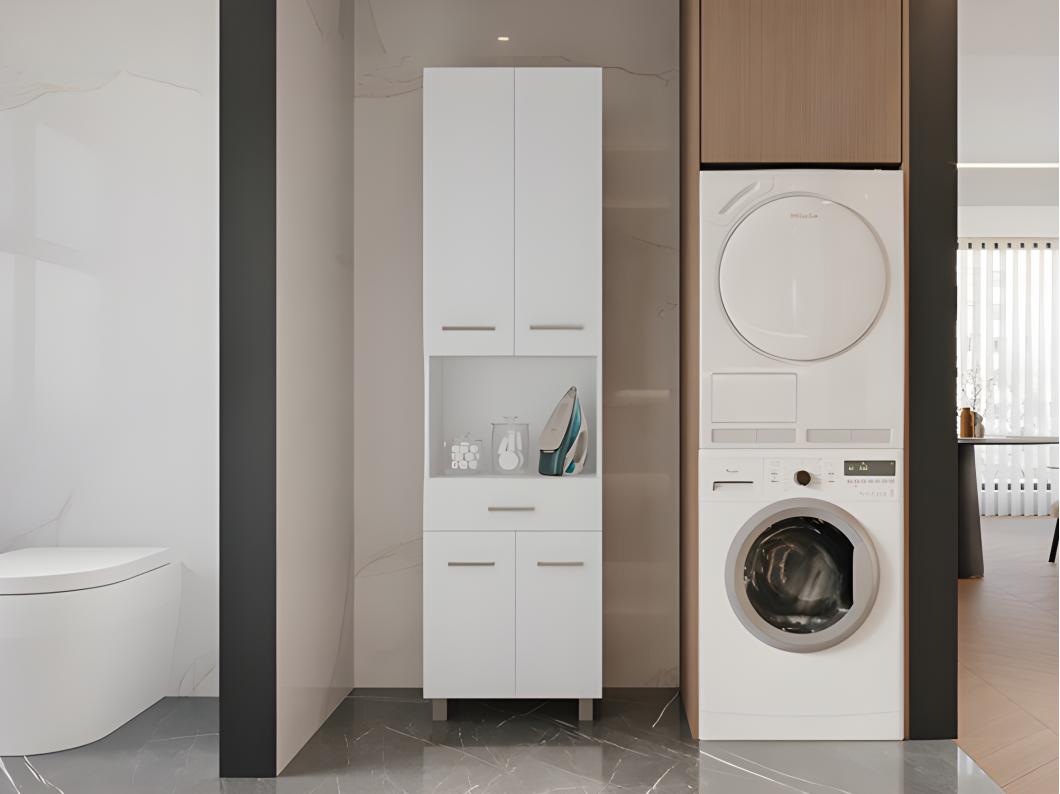 Colonne de salle de bain sur pied - 180 cm - Blanc - MINELA