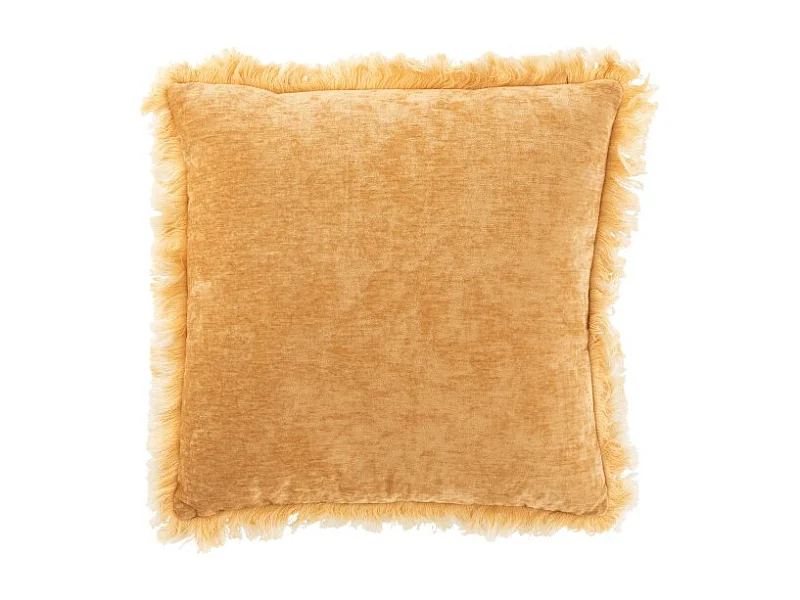 Coussin Déco "Franges" 45x45cm Jaune Ocre