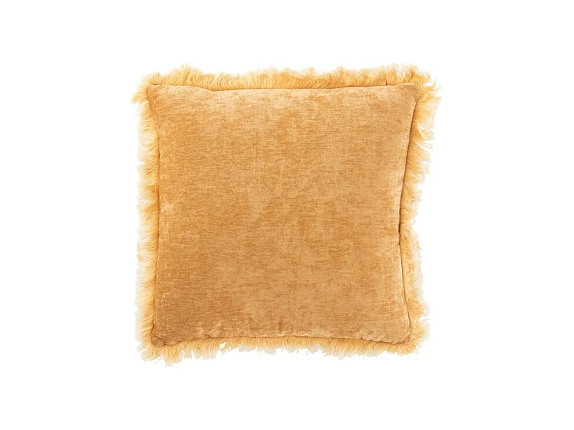 Coussin Déco "Franges" 45x45cm Jaune Ocre