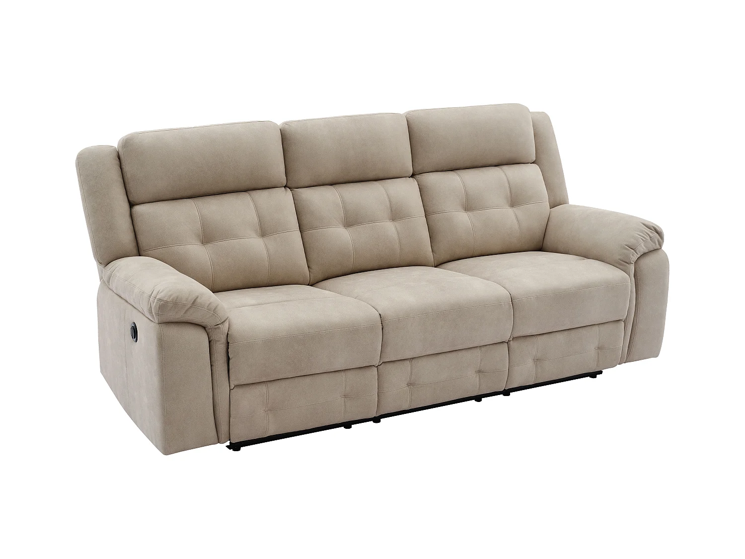 Kanapa 3-osobowa z elektryczną funkcją relax z beżowej mikrofibry - ORTIANO