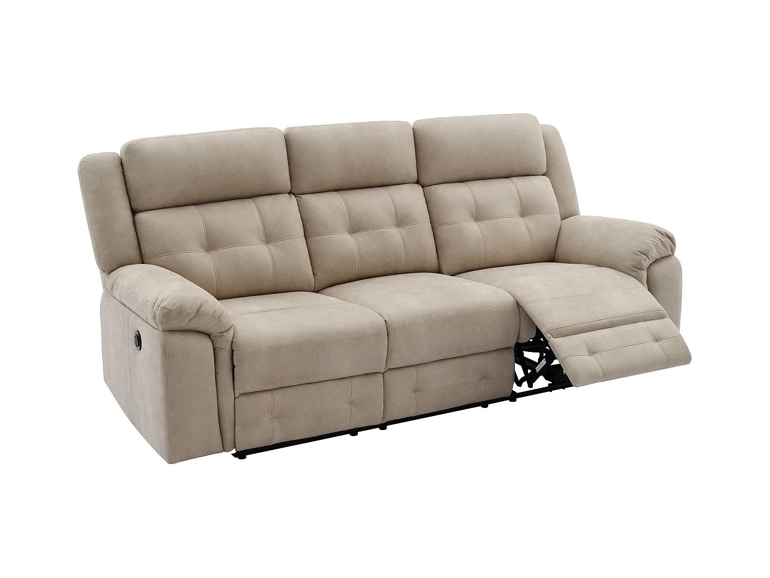 Kanapa 3-osobowa z elektryczną funkcją relax z beżowej mikrofibry - ORTIANO