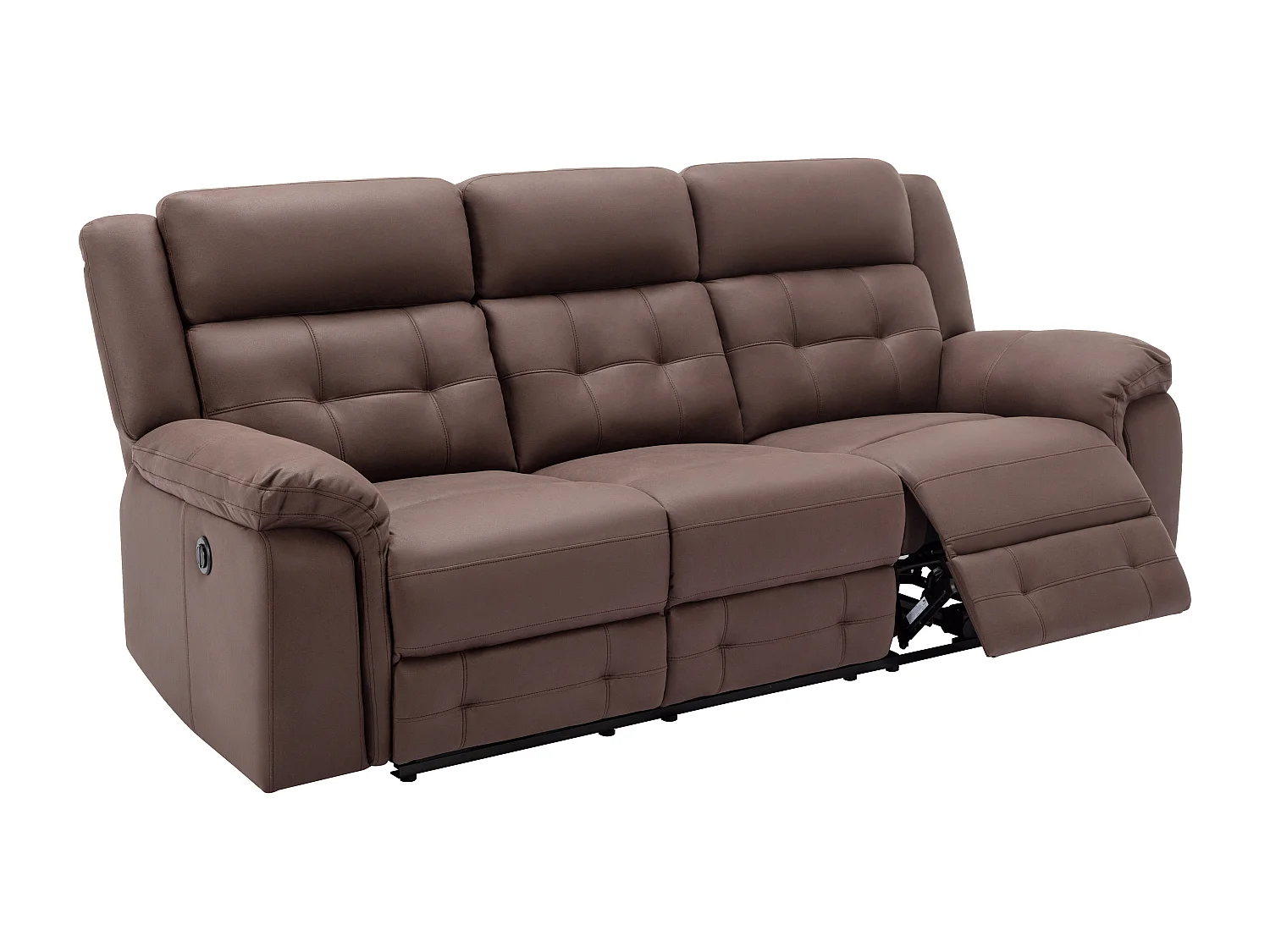 Canapé 3 places relax électrique en microfibre aspect cuir vieilli marron ORTIANO