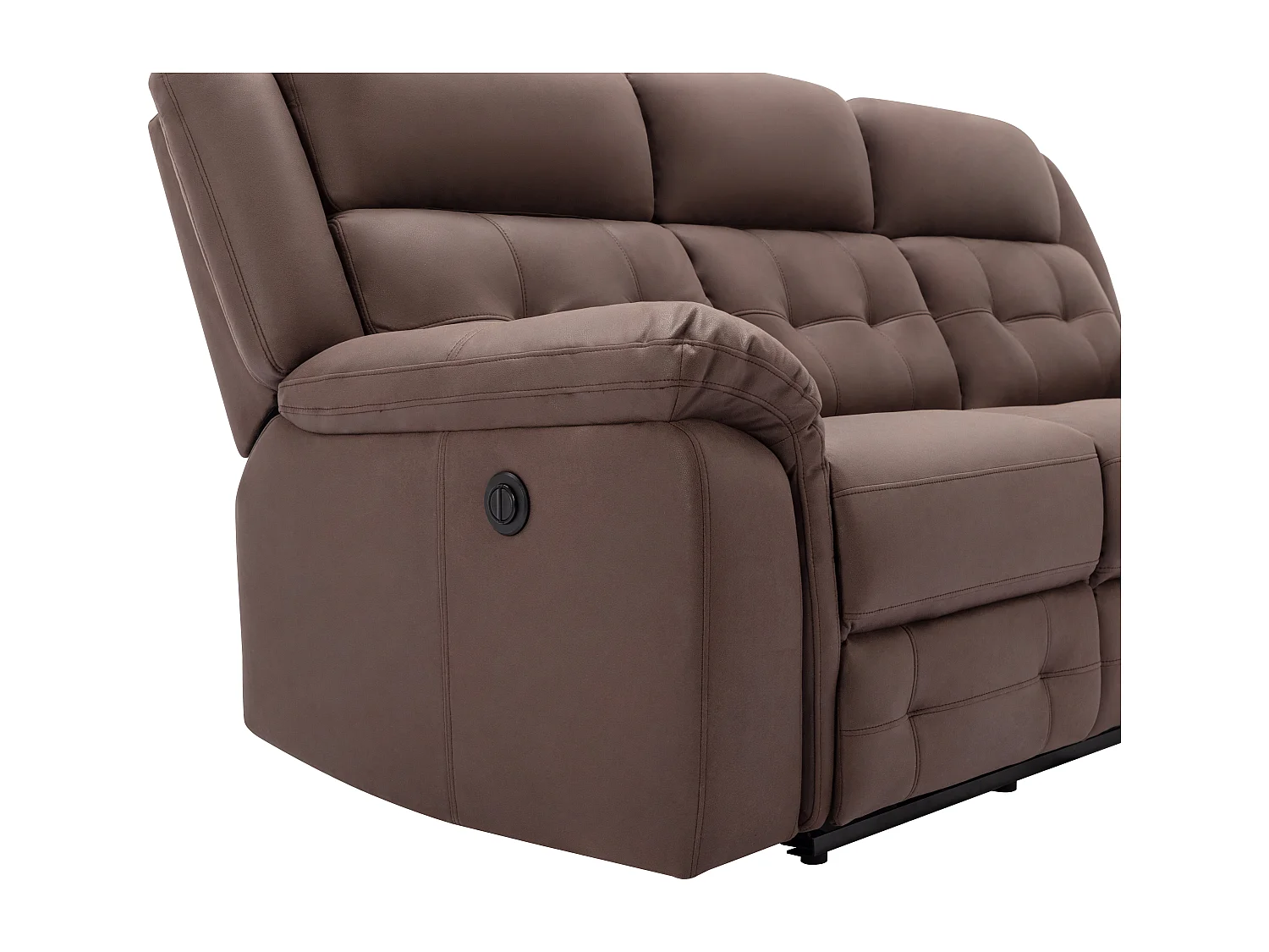 Canapé 3 places relax électrique en microfibre aspect cuir vieilli marron ORTIANO