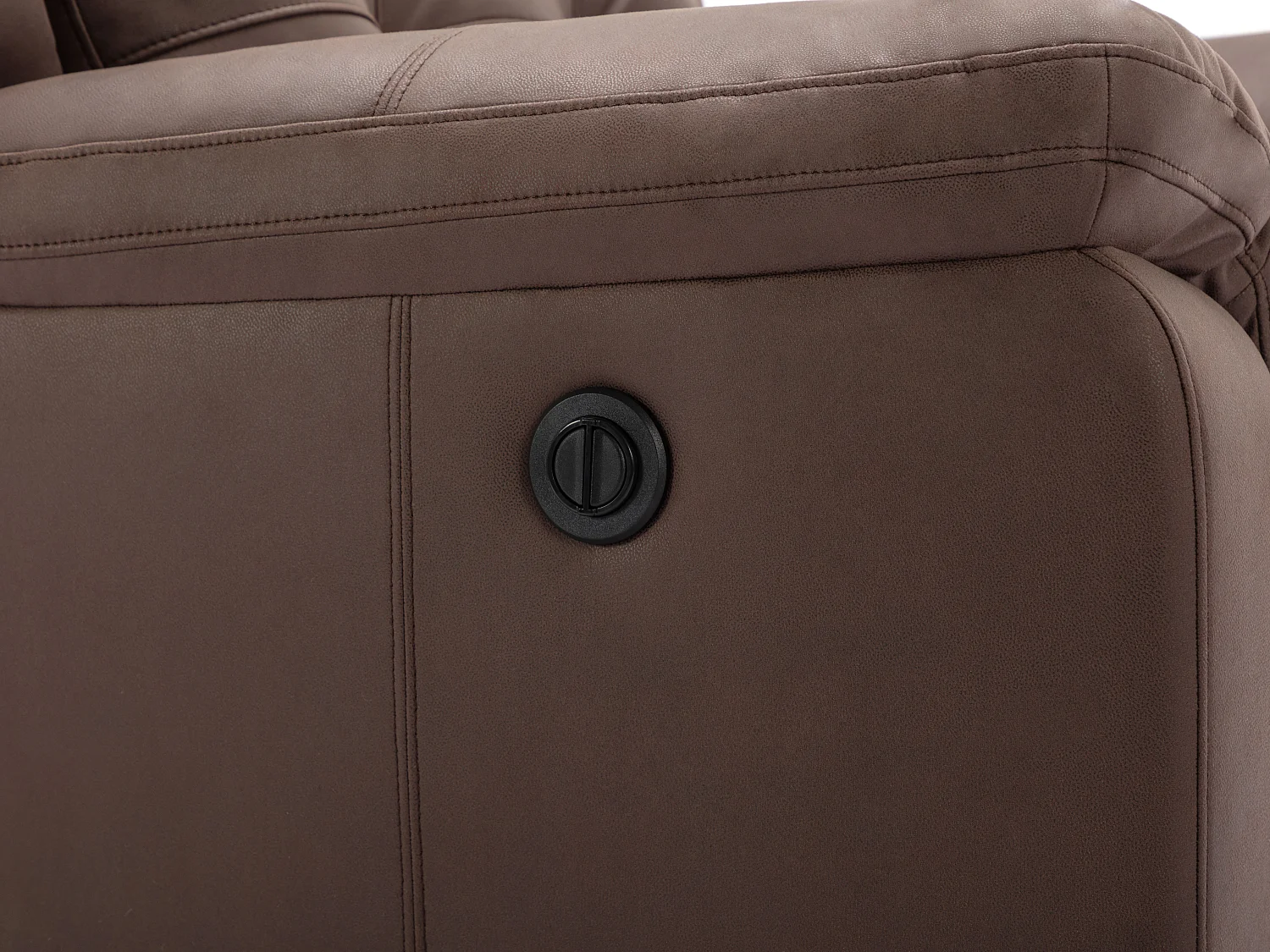 Canapé 3 places relax électrique en microfibre aspect cuir vieilli marron ORTIANO