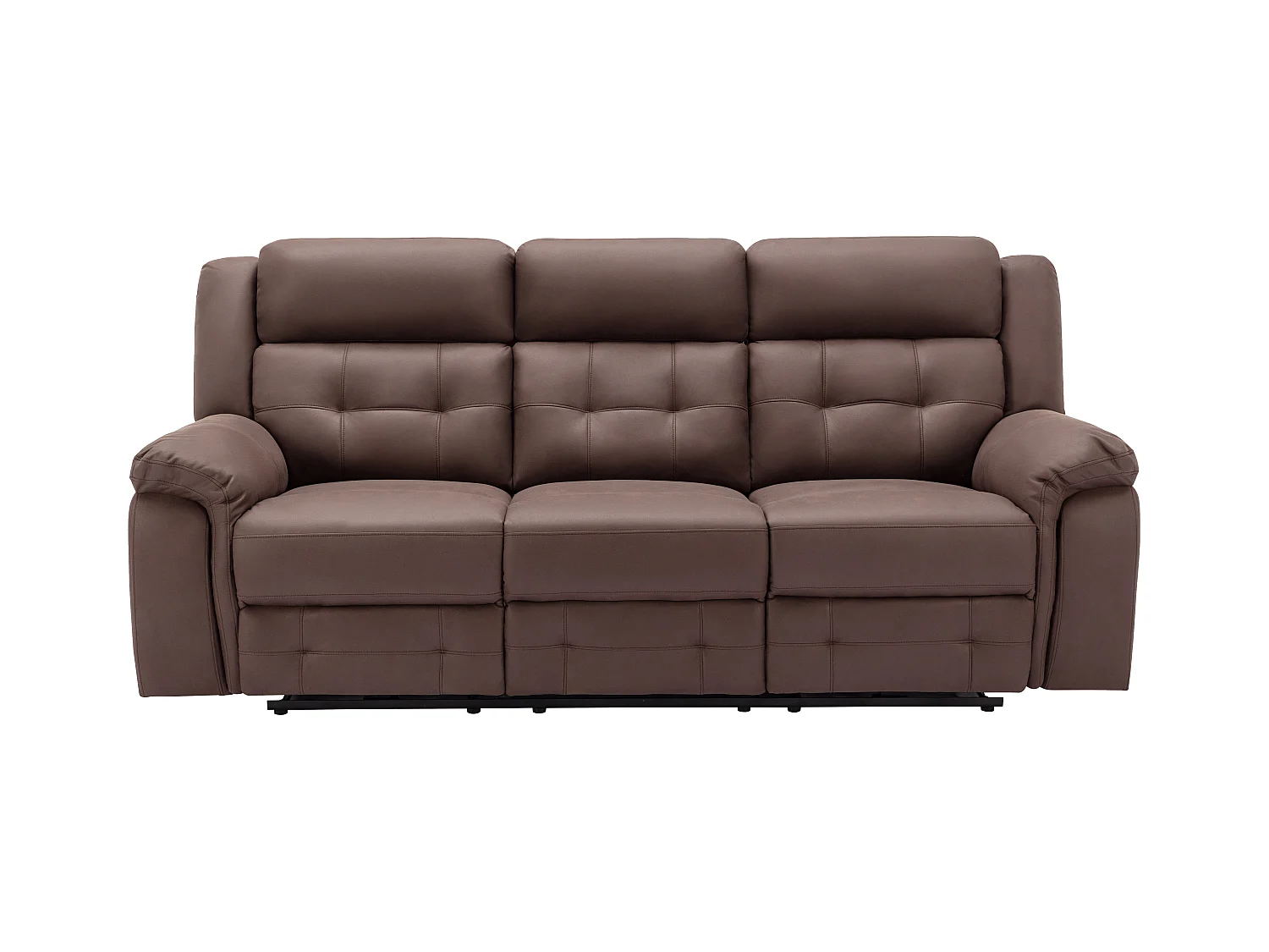 Canapé 3 places relax électrique en microfibre aspect cuir vieilli marron ORTIANO