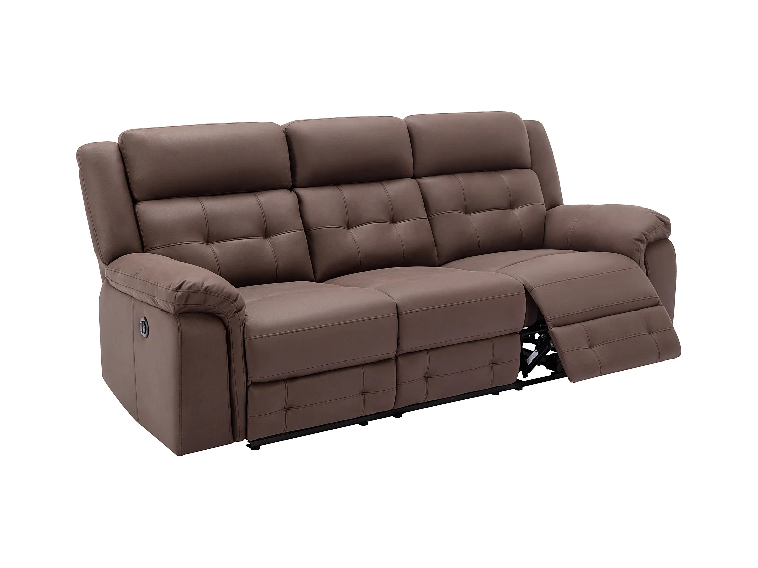 Canapé 3 places relax électrique en microfibre aspect cuir vieilli marron ORTIANO