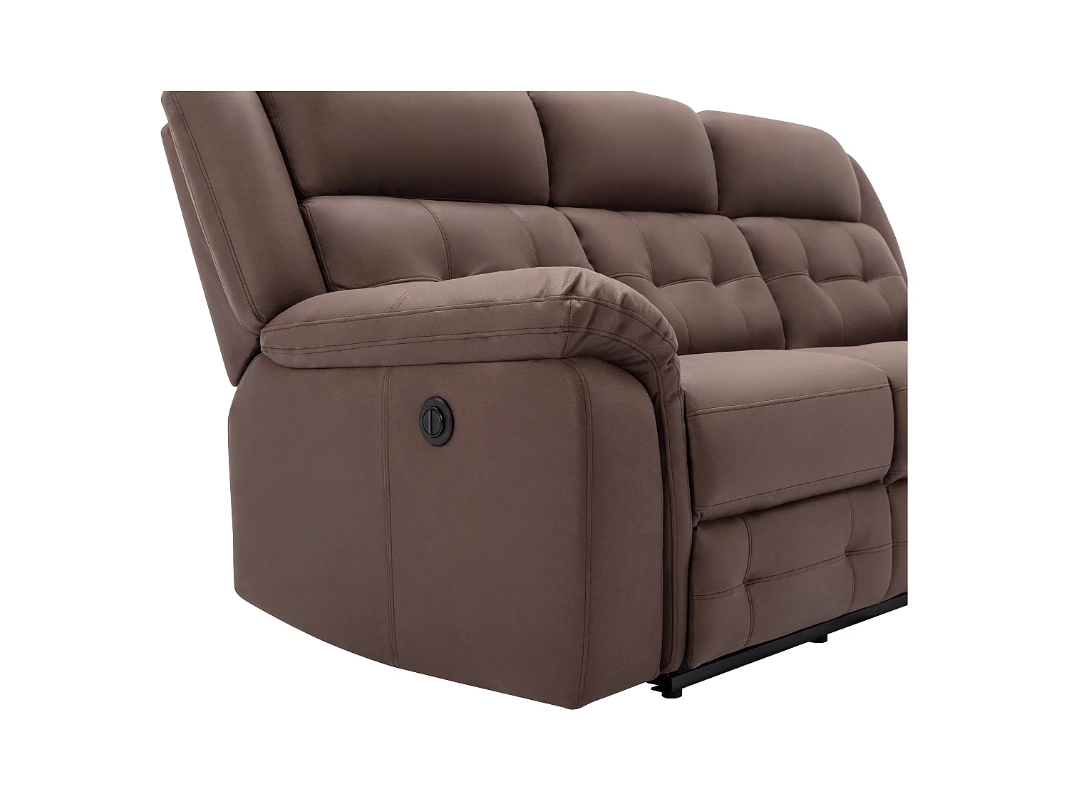 Canapé 3 places relax électrique en microfibre aspect cuir vieilli marron ORTIANO